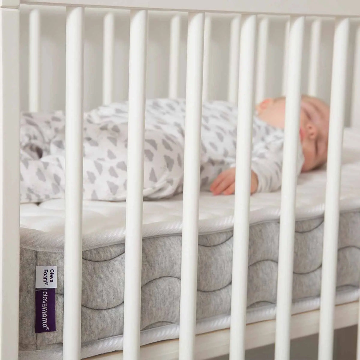 Clevafoam Travel Cot Mattress - 3 In 1 Sleep, Sit & Play (White/Yellow)