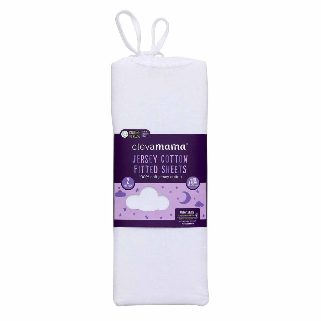 Jersey Cotton Fitted Sheets for Moses & Pram 38x82 cm ClevaMama
